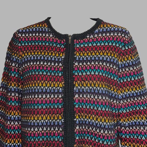 Coldwater Creek Full Zip Sweater Rainbow Size LARGE Multicolor Bright - Picture 4 of 11